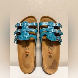 Birkenstock Birki's Xenia Blue three strap slip on sandals Women’s EU 37 US 6